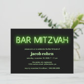 Bar Mitzvah Green Neon Lights Kaart (Staand voorkant)
