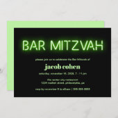 Bar Mitzvah Green Neon Lights Kaart (Voorkant / Achterkant)