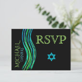 Bar Mitzvah Green Prayer Shawl RSVP (Staand voorkant)