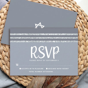 Bar Mitzvah Grijs Zilver Tallit Schrift Vet Modern RSVP Kaartje