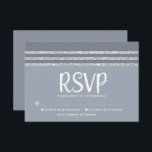 Bar Mitzvah Grijs Zilver Tallit Script Bold Modern RSVP Kaartje<br><div class="desc">Wees trots, blij en vier deze mijlpaal van je favoriete Bar Mitzvah met deze coole, unieke, moderne, gepersonaliseerde RSVP-invoegkaart voor je evenement! . Vet, witte manuscripttypografie, Ster van David, en een zachte grijze en zilveren glitter gestripte talk geïnspireerde grafische bekleding een eenvoudige, lichtere zachte grijze achtergrond. Pas de douanetekst met...</div>