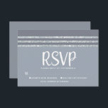 Bar Mitzvah Grijs Zilver Tallit Script Bold Modern RSVP Kaartje<br><div class="desc">Wees trots, blij en vier deze mijlpaal van je favoriete Bar Mitzvah met deze coole, unieke, moderne, gepersonaliseerde RSVP-invoegkaart voor je evenement! . Vet, witte manuscripttypografie, Ster van David, en een zachte grijze en zilveren glitter gestripte talk geïnspireerde grafische bekleding een eenvoudige, lichtere zachte grijze achtergrond. Pas de douanetekst met...</div>