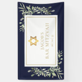 Bar Mitzvah groen Navy Blue viering Spandoek (Verticaal)