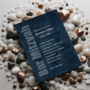 Bar Mitzvah Grunge Blue Kaart