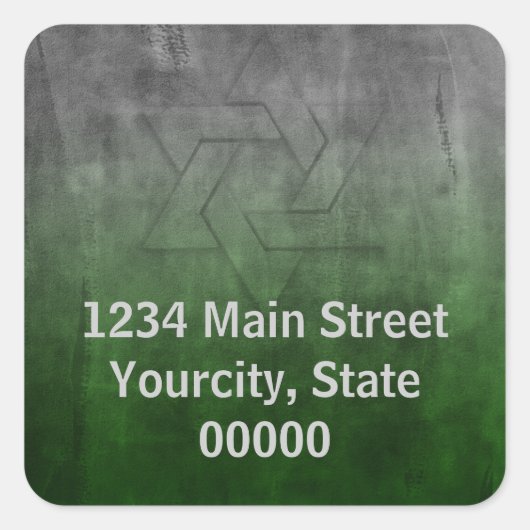 Bar Mitzvah Grunge Green Return Address Seal Vierkante Sticker (Voorkant)