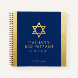 Bar Mitzvah Guest Handtekening Book Blue en Gold Notitieboek