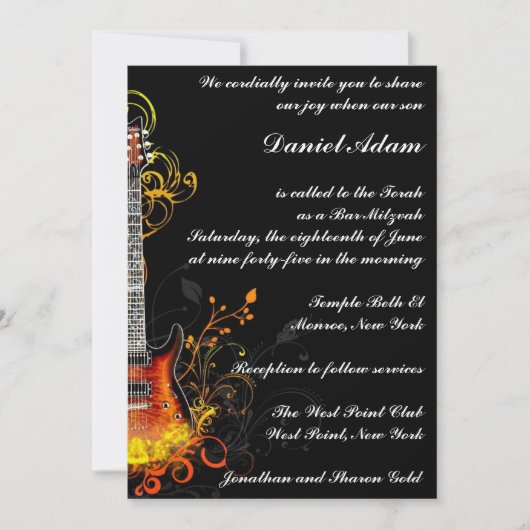 Bar Mitzvah Guitar Invitation Kaart (Voorkant)