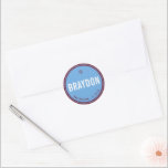 BAR MITZVAH gunst modern kastanjeblauw Ronde Sticker<br><div class="desc">door een kat massard Sticker-zegel voor de Bar van uw kind / Bat Mitzvah - gebruik als envelopzegels of gunt om de receptie op te kleden.</div>