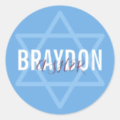 BAR MITZVAH gunst modern sterrenpoeder blauw Ronde Sticker (Voorkant)