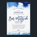 BAR MITZVAH hand-briefings blauw waterverf hebrew Kaart<br><div class="desc">door kat massard >> kat@simplysweetPAPERIE.com <<<< Een supercool en modern uitnodigingsontwerp voor de BAR MITZVAH TIP van uw zoon: 1. Om grafiek & doopvonten te veranderen/te bewegen en meer tekst toe te voegen - klik de "pas het"knoop aan. - - - - - - - - - - - -...</div>