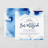 BAR MITZVAH hebrew hand met letters blauwe waterve Kaart (Voorkant / Achterkant)