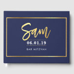 BAR MITZVAH HERINNERINGEN moderne marine   gouden  Gastenboek<br><div class="desc">door kat massard >>> WWW.SIMPLYSWEETPAPERIE.COM << Neem contact met me op voor aangepaste "gold effect" namen (bijv Sam) Ik ben blij om te helpen :) *** kat@simplysweetpaperie.com</div>