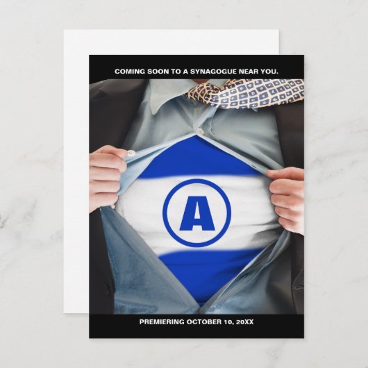 Bar Mitzvah Hero Save the Date Briefkaart (Voorkant / Achterkant)