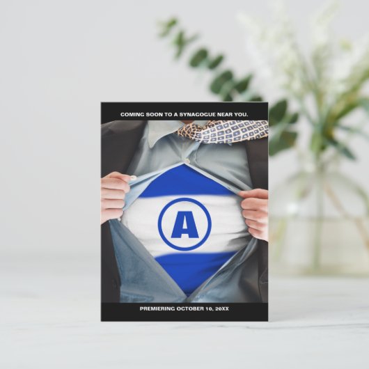 Bar Mitzvah Hero Save the Date Briefkaart (Staand voorkant)