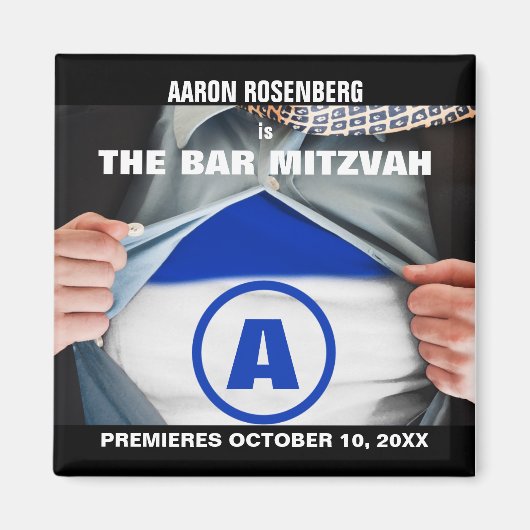 Bar Mitzvah Hero Save the Date Magnet (Voorkant)