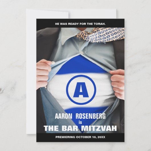 Bar Mitzvah Hero Uitnodiging (Voorkant)