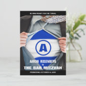 Bar Mitzvah Hero Uitnodiging (Staand voorkant)