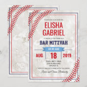 Bar Mitzvah Honkbal  Grunge Uitnodiging (Voorkant / Achterkant)