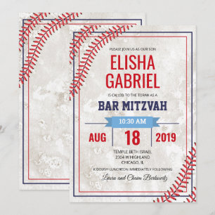 Bar Mitzvah Honkbal  Grunge Uitnodiging
