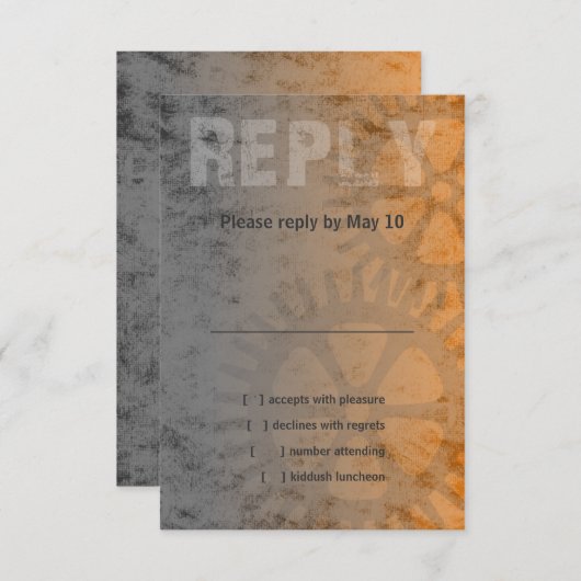 Bar Mitzvah Industrial Grunge RSVP (Voorkant / Achterkant)