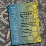 Bar Mitzvah Industrial, kleur met geel Kaart<br><div class="desc">Bar Mitzvah en Bat Mitzvah uitnodigingen die door Umua worden ontworpen. Gedrukt en verzonden door Zazzle of zijn partners.</div>