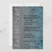 Bar Mitzvah Industrieel Grunge Teal Kaart (Voorkant)