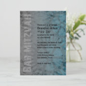 Bar Mitzvah Industrieel Grunge Teal Kaart (Staand voorkant)