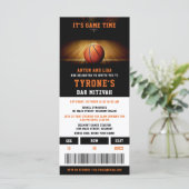 Bar Mitzvah Invitaties | Basketball Ticket (Staand voorkant)