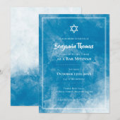 Bar Mitzvah Invitaties | Blauw Ombre Kaart (Voorkant / Achterkant)