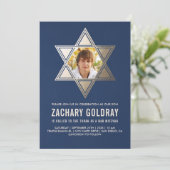 Bar Mitzvah Invitaties | Faux Gold Foil Star Kaart (Staand voorkant)