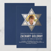 Bar Mitzvah Invitaties | Faux Gold Foil Star Kaart (Voorkant / Achterkant)