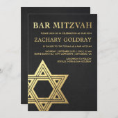 Bar Mitzvah Invitaties | Faux Gold Foil Star Kaart (Voorkant / Achterkant)