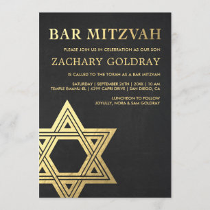 Bar Mitzvah Invitaties Faux Gold Foil Star Kaart