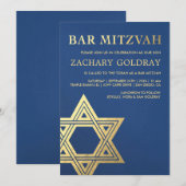 Bar Mitzvah Invitaties | Faux Gold Foil Star Kaart (Voorkant / Achterkant)