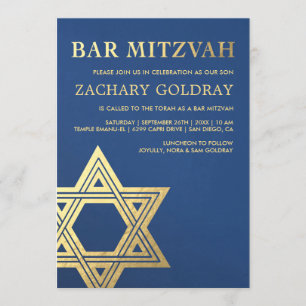 Bar Mitzvah Invitaties Faux Gold Foil Star Kaart