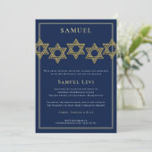 Bar Mitzvah Invitaties | Gold Star van David Kaart (Staand voorkant)