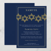 Bar Mitzvah Invitaties | Gold Star van David Kaart (Voorkant / Achterkant)