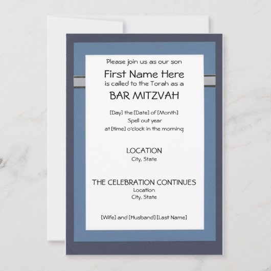 Bar Mitzvah Invitaties Kaart (Voorkant)