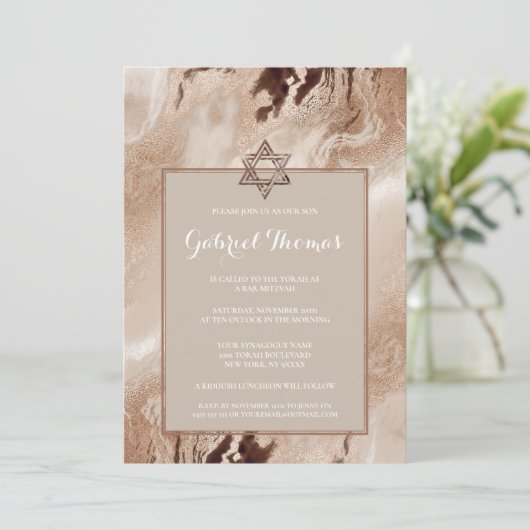 Bar Mitzvah Invitaties | Stijlvol goud Kaart (Staand voorkant)