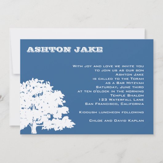 Bar Mitzvah Invitation Ashton Tree Hebreeuws Kaart (Voorkant)