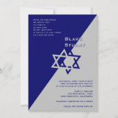 Bar Mitzvah Invitation Blake Blue Silver Kaart (Voorkant)