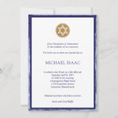Bar Mitzvah Invitation blue en Gold star Kaart (Voorkant)