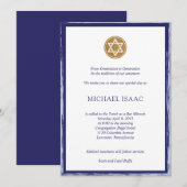 Bar Mitzvah Invitation blue en Gold star Kaart (Voorkant / Achterkant)