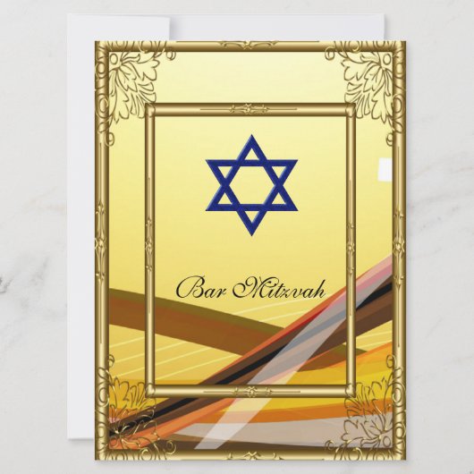 Bar Mitzvah Invitation Gold 2 Kaart (Achterkant)