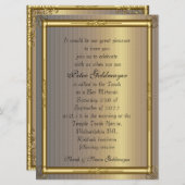Bar Mitzvah Invitation Gold Kaart (Voorkant / Achterkant)