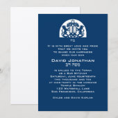 Bar Mitzvah Invitation Navy Lions Metallic Hebreeu Kaart (Voorkant / Achterkant)