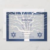 Bar Mitzvah Invitation Navy Tree of Live Kaart (Voorkant)