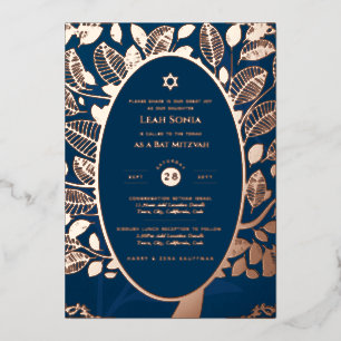 Bar Mitzvah Invitation REAL FOLIE Tree of Life Gol Folie Uitnodiging