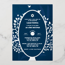 Bar Mitzvah Invitation REAL FOLIE Tree of Life Gol Folie Uitnodiging