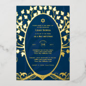Bar Mitzvah Invitation REAL FOLIE Tree of Life Gol Folie Uitnodiging (Voorkant)